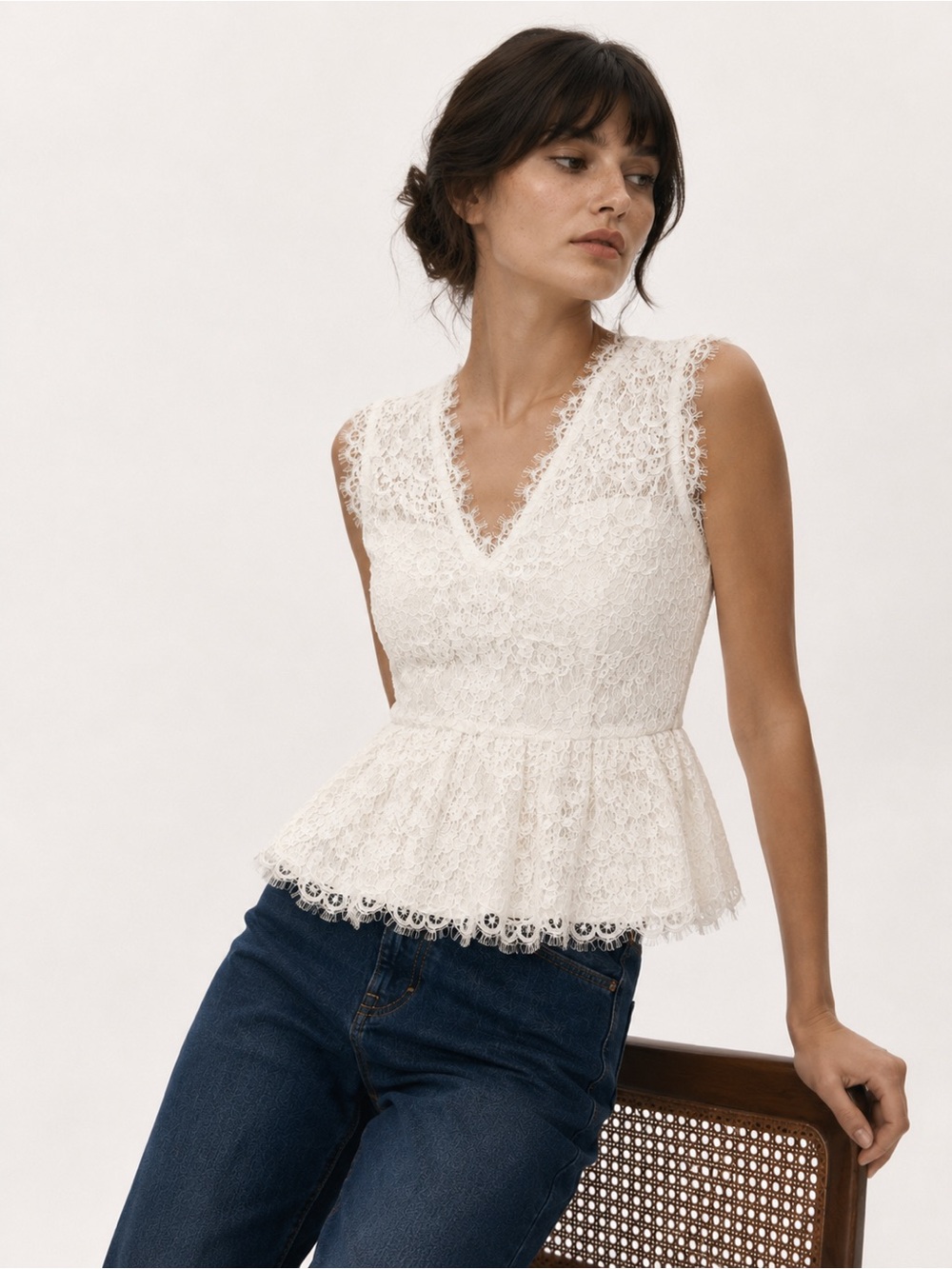 Claudie Pierlot Cream Lace Top